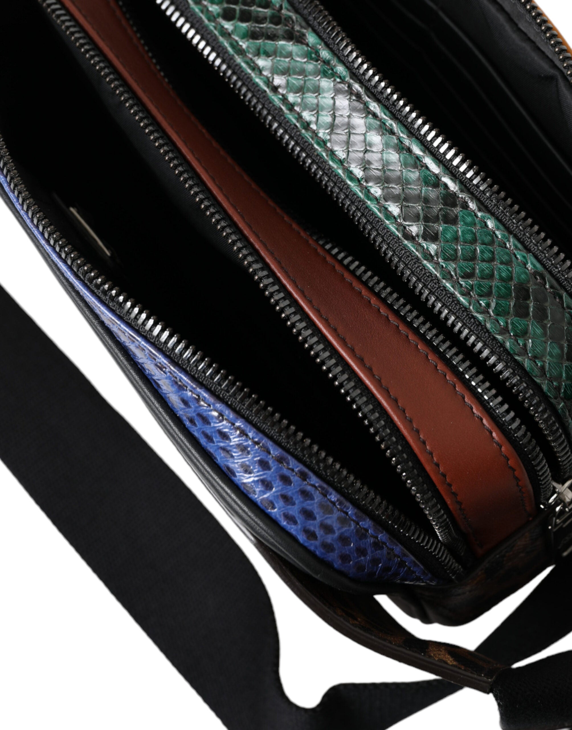 Dolce & Gabbana Black Exotic Leather Logo Belt Waist Bum Bag